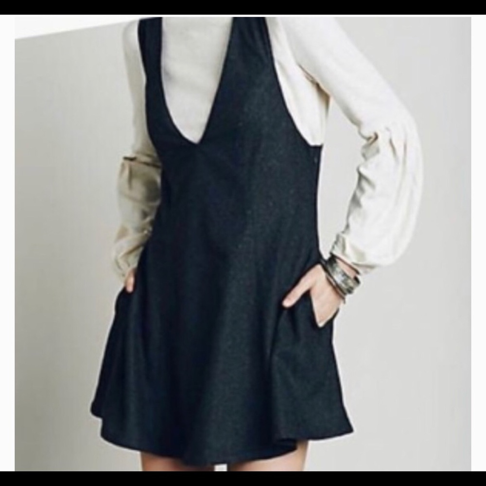 Free People gray wool blend pinafore dress size 0